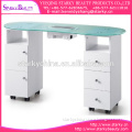 hot sale glass top manicure tables/ desk nail table / desk with collected fan